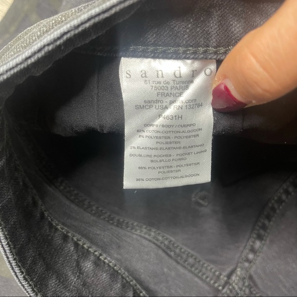 SANDRO Women's Black Washed Green Zebra Print Skinny Denim Jeans Size 40 EUC - Picture 9 of 11